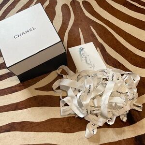 Collectible CHANEL Karl Lagerfeld Sketch Greeting Card, Ribbon & Gift Box